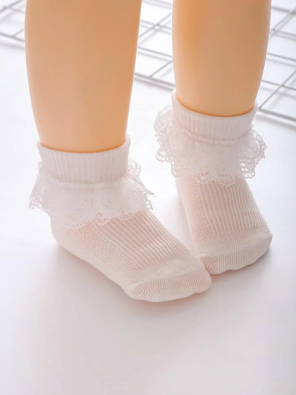 Adeimoo Newborn Baby Girls Socks Lace Ruffle Frilly 6-12 Monthe Set